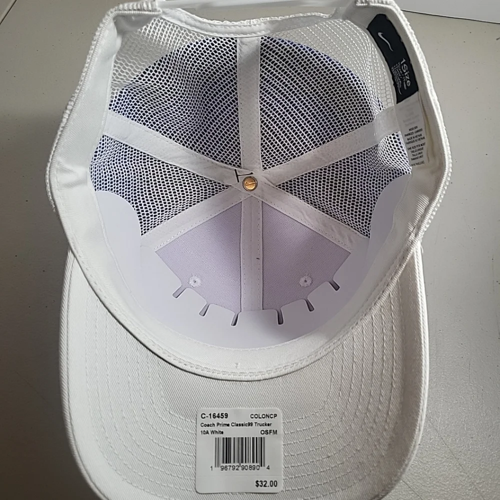 Coach White Classic99 Trucker HatNike Coach Prime Hat Men Snapback White